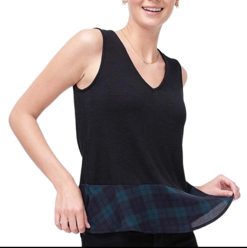 J. Crew Drapey V-neck Tank Top With Woven H Size Large